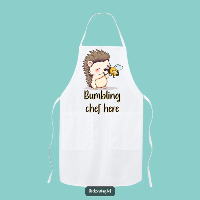 Funny Hedgehog Bee Brush Apron: Cook with Gentle Precision - Gift!