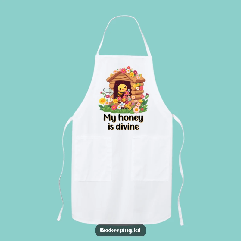 Funny Apron: Busy Bee Flower Hive - Chef Kitchen Gift