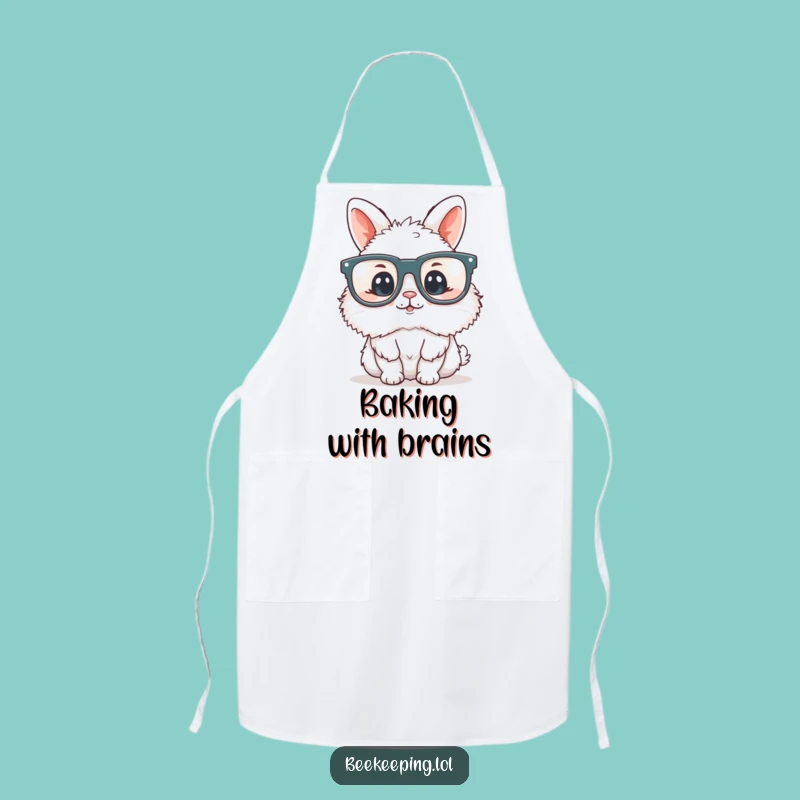 Funny Bunny Bookworm Apron - Fluffy Reader with Glasses, Kitchen & Reading Fun Gift