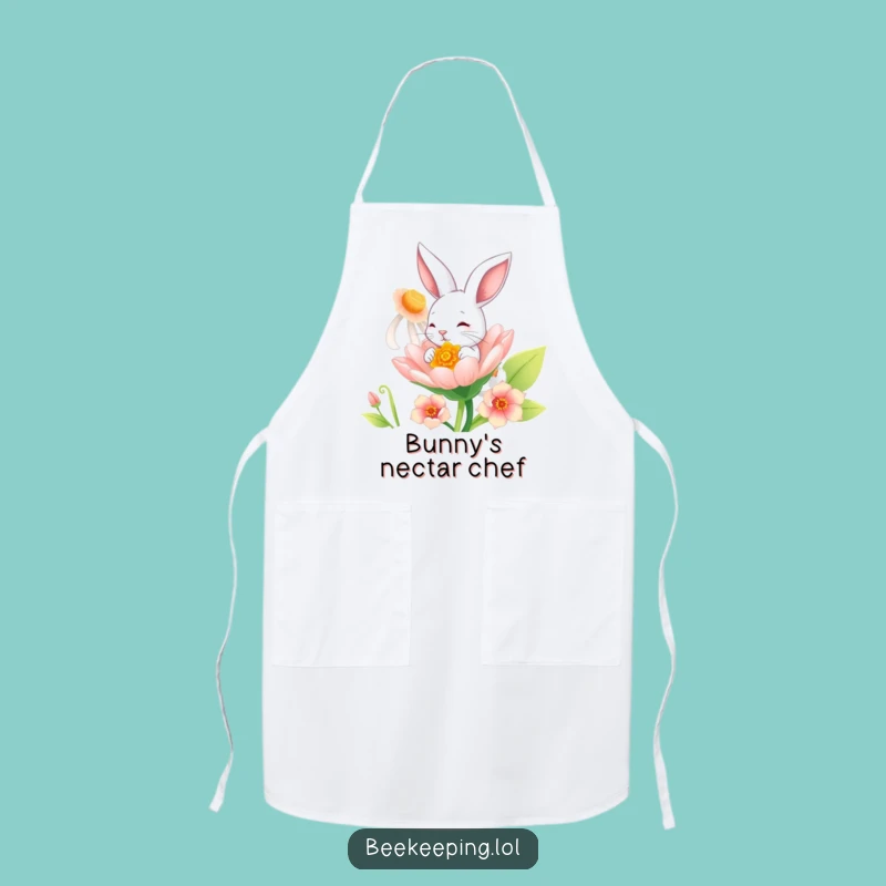 Funny Bunny Flower Apron: Chef Bunny Sipping Gift!