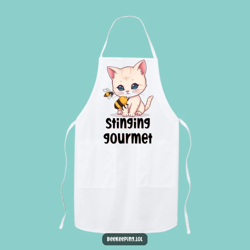 Funny Curious Cat Apron - Bee Aware Kitchen Fun - Chef Gift