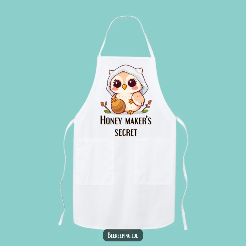 Funny Owl Beekeeper Apron: Durable Smiling Owl in Veil, Perfect Kitchen Humor Gift
