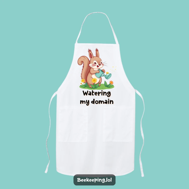 Funny Squirrel Watering Flower Apron: Whimsical Kitchen Wear for Gardeners