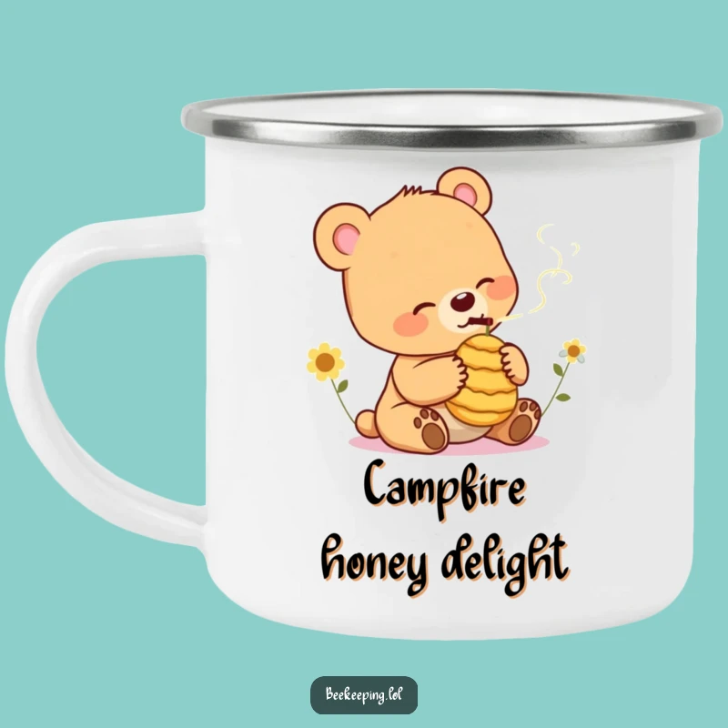 Funny Bear Cub Smoking Beehive Camping Mug: Your Go-To Mug for Adventure, A Hilarious Funny Gift!