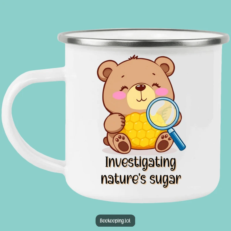 Funny Bear Honeycomb Camping Mug: Adventure Fuelled by Humor