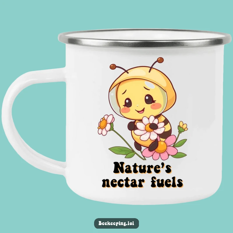 Funny Bee Beekeeper Veil Camping Mug - Enamel Flower Examine Cup, Great Humorous Gift
