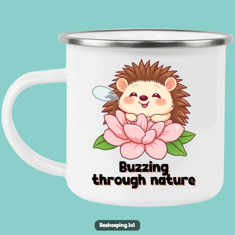 Funny Hedgehog Flower Camping Mug: Giggling Friend Mug, Outdoor Garden Humor