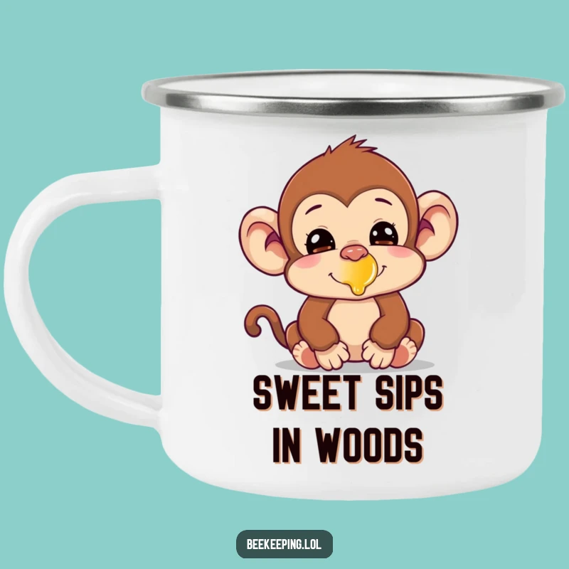 Funny Monkey Honey Nose Camping Mug: Silly Primate Mug, Outdoor Snack Time Gift