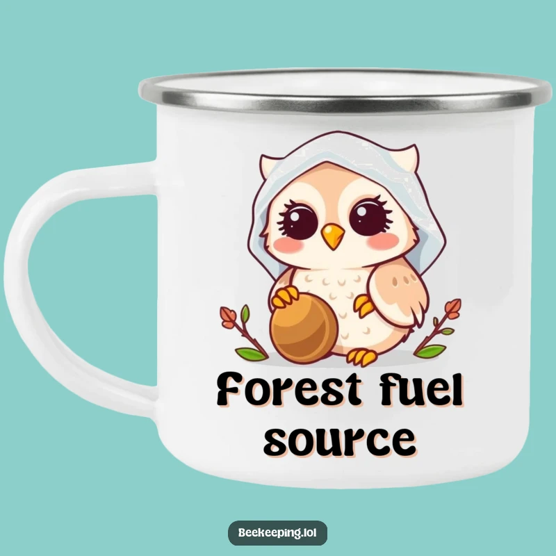 Funny Owl Beekeeper Camping Mug: Enamel Smiling Owl in Veil, Perfect Outdoor Gift