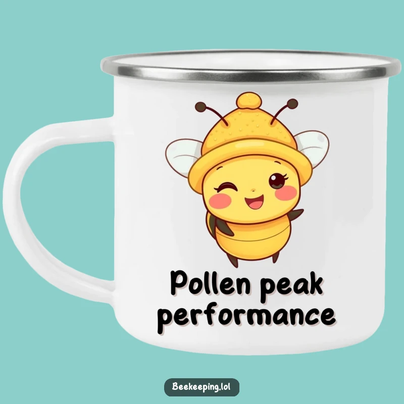 Funny Bee Pollen Hat Camping Mug: Adventure Ready Happy Bee Gift!