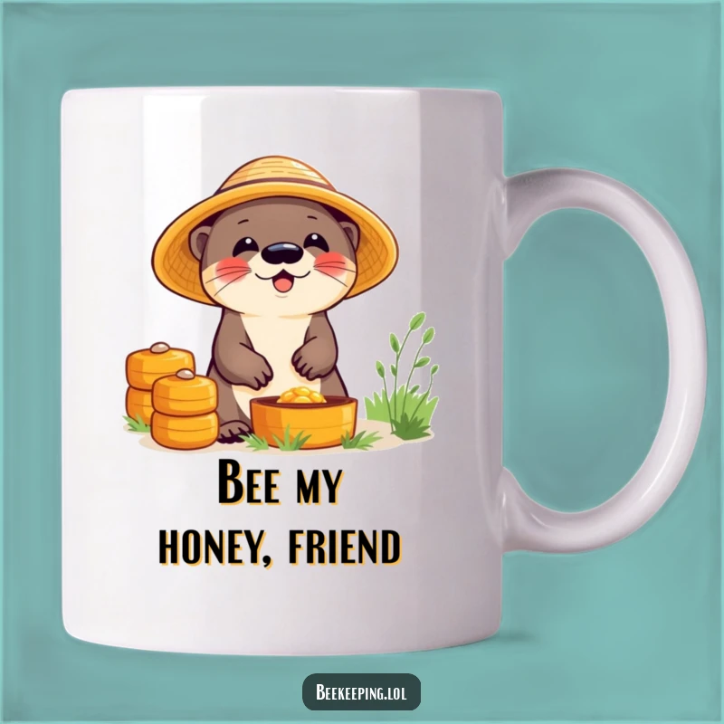 Funny Otter Beekeeper Mug: Giggling Otter with Straw Hat, Perfect Funny Gift Idea