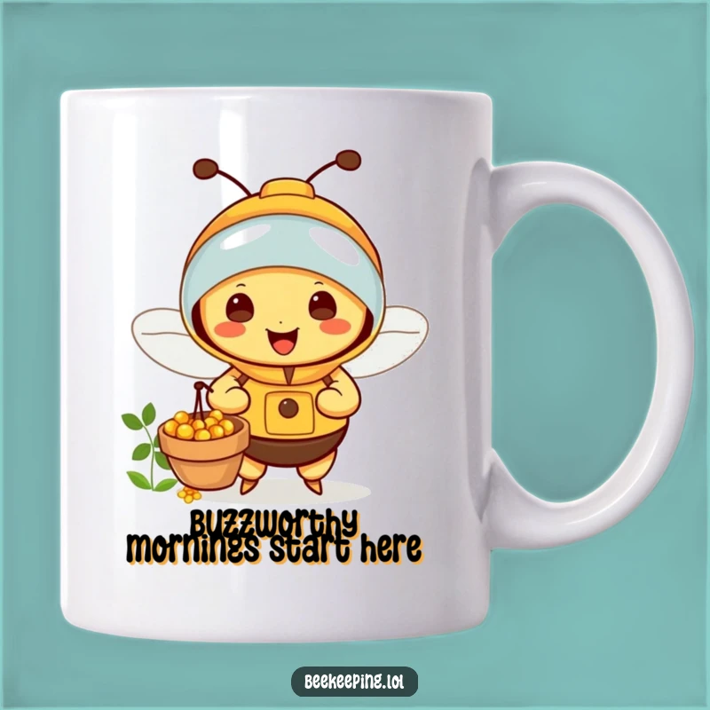 Funny Bee Beekeeper Mug: Adorable Happy Insect Collecting Nectar, A Perfect Funny Gift!