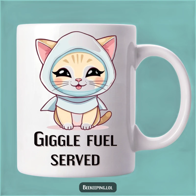 Funny Cat Beekeeper Mug: Giggling Cat in Veil, Smock Gift!