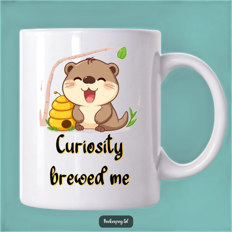 Funny Otter Beehive Mug: Curious Otter Peeking, Hilarious Honey Lover Gift