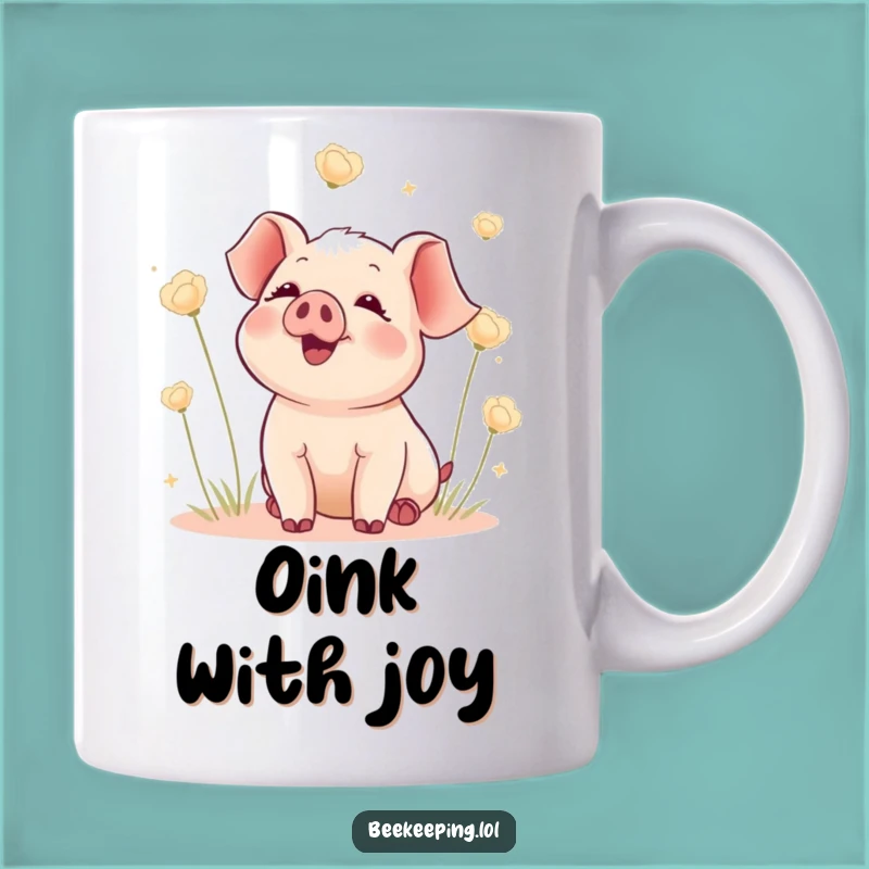 Funny Piglet Seed Mug: Delighted Piglet Watching Fluff, Perfect Funny Gift