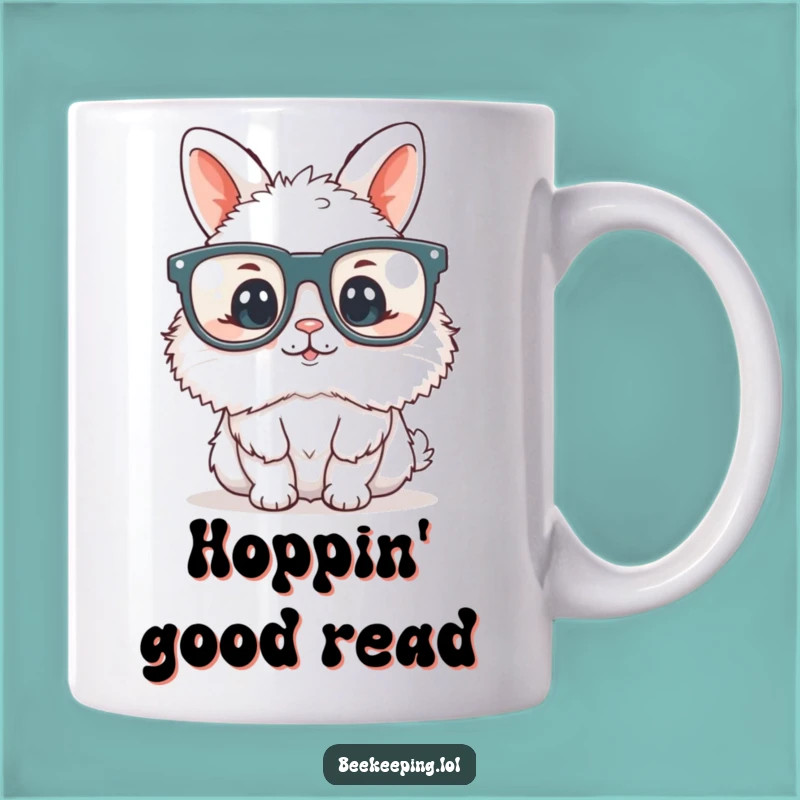 Funny Bunny Bookworm Mug - Fluffy Reader with Glasses, Perfect Gift for Nerds