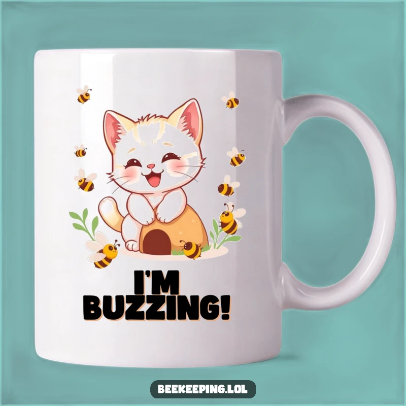 Funny Kitten Bee Mug - Playful Buzz, Adorable & Hilarious Gift