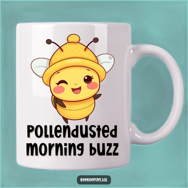 Funny Bee Hat Pollen Mug: A Happy Pollen-Covered Bee Gift!
