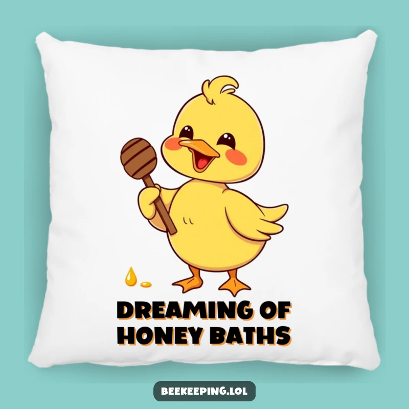 Funny Duck Honey Lover Pillow - Delighted Bird Dipping Sweetness Accent, Cozy Gift