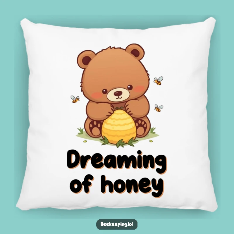 Funny Bear Hive Pillow: Cozy Determined Bear Accent Gift!
