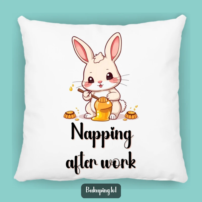 Funny Determined Rabbit Pillow - Comfort for the Driven, with a Touch of Humor