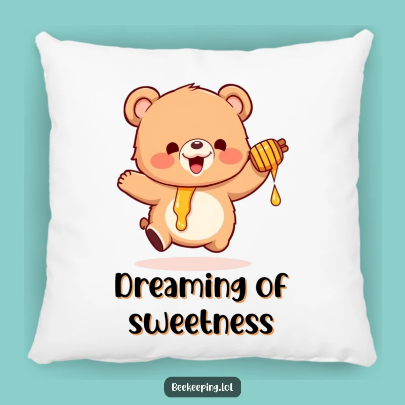 Funny Honey Bear Pillow: Cozy Fluffy Bear Cushion for Humorous Comfort