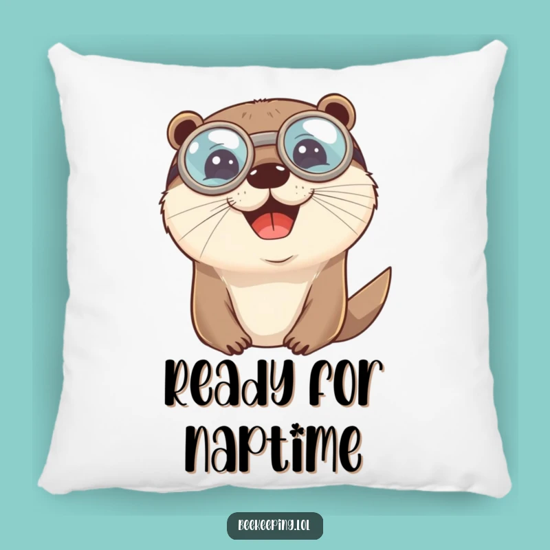 Funny Otter Goggles Pillow: Cozy Cheerful Cushion, Hilarious Home Accent, Gift