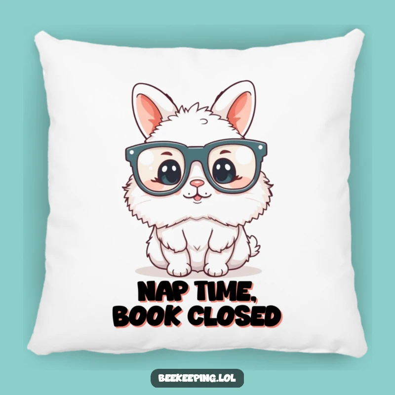 Funny Bunny Bookworm Pillow - Fluffy Reader with Glasses Accent, Cozy Gift