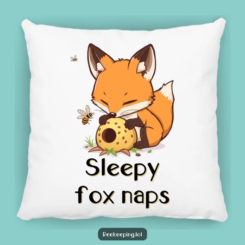 Funny Fox Beekeeper Pillow - Cozy Hive Tending Cushion, Sweet Humorous Gift