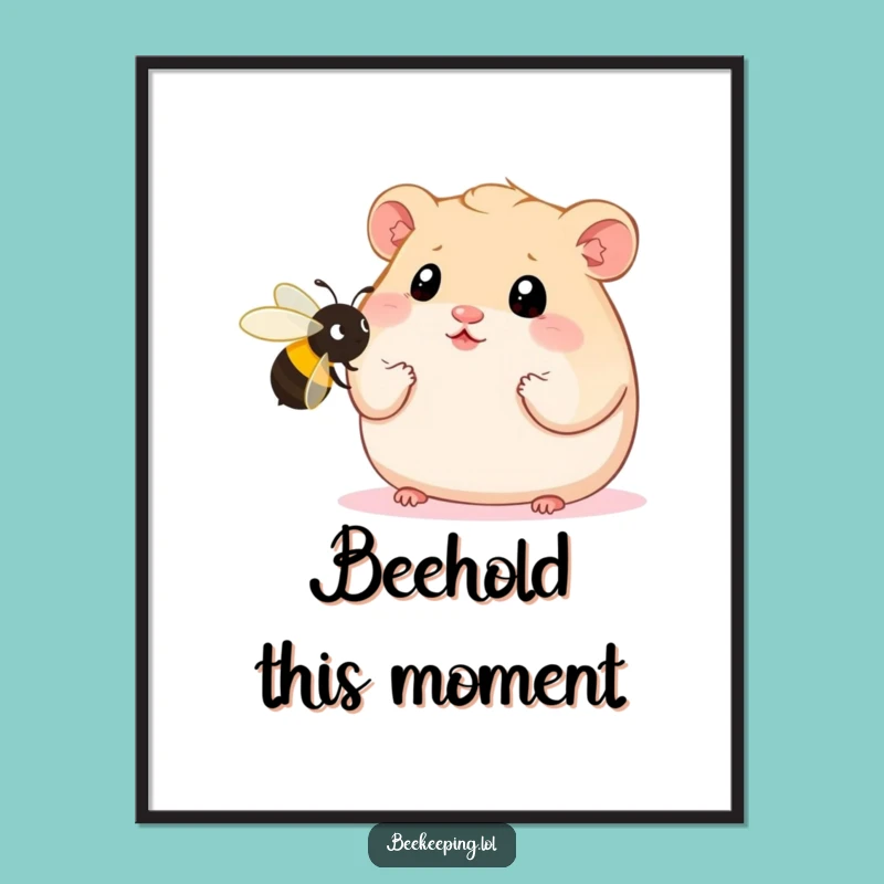 Funny Hamster Bee Digital Print: Wide-Eyed Wonder Art for Instant Laughs
