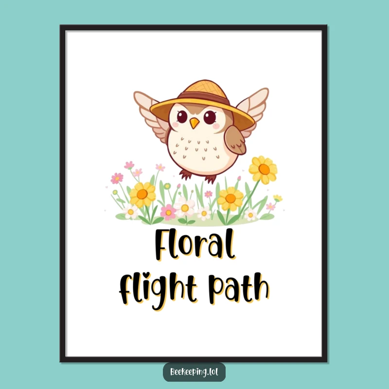 Funny Owl Gardener Print: Whimsical Round Owl Art for Humorous Spaces