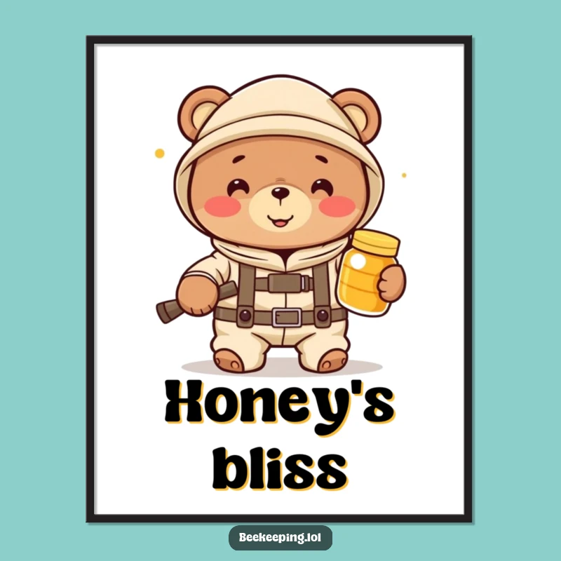 Funny Bear Beekeeper Digital Art Print - Instant Joy for Your Walls