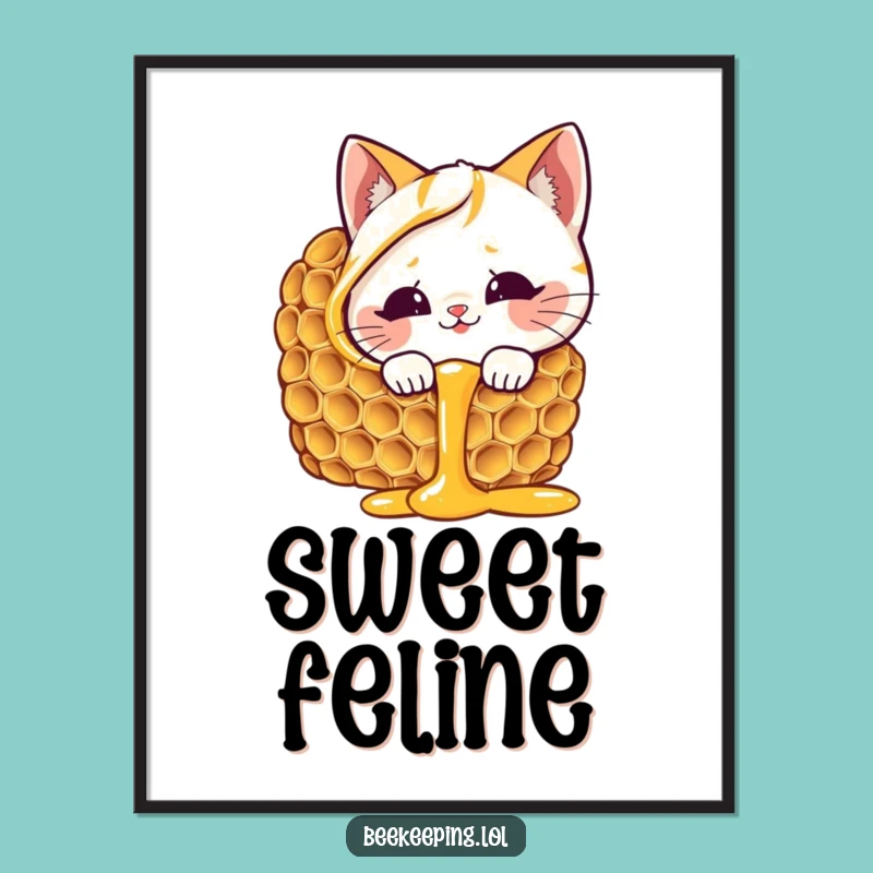 Funny Cat Honeycomb Digital Art - Instant Sweetness, Perfect Funny Gift
