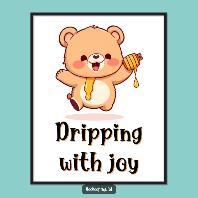 Funny Honey Bear Print: Charming Fluffy Bear Art for Humorous Spaces