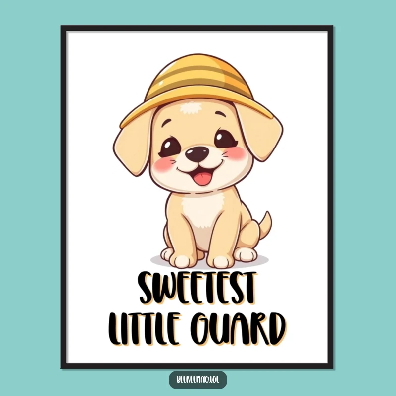Funny Puppy Beekeeper Digital Art Print: Instant Download Giggling Pup, Pet Decor
