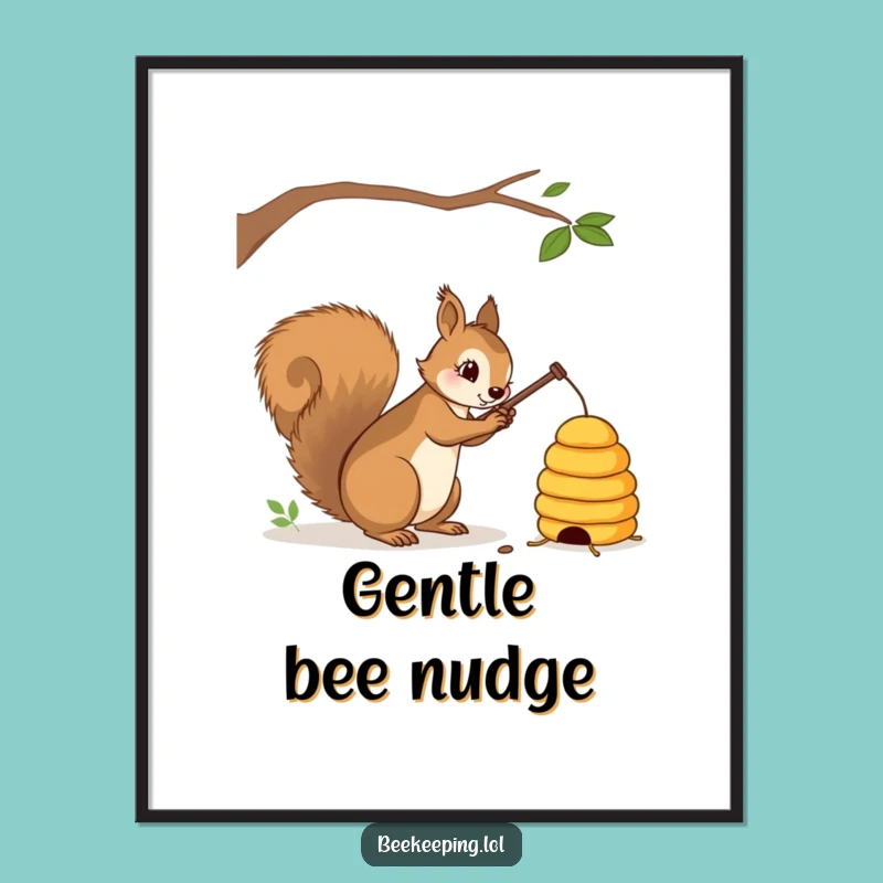Funny Squirrel Beehive Tapper Digital Art: Instant Mischief for Walls