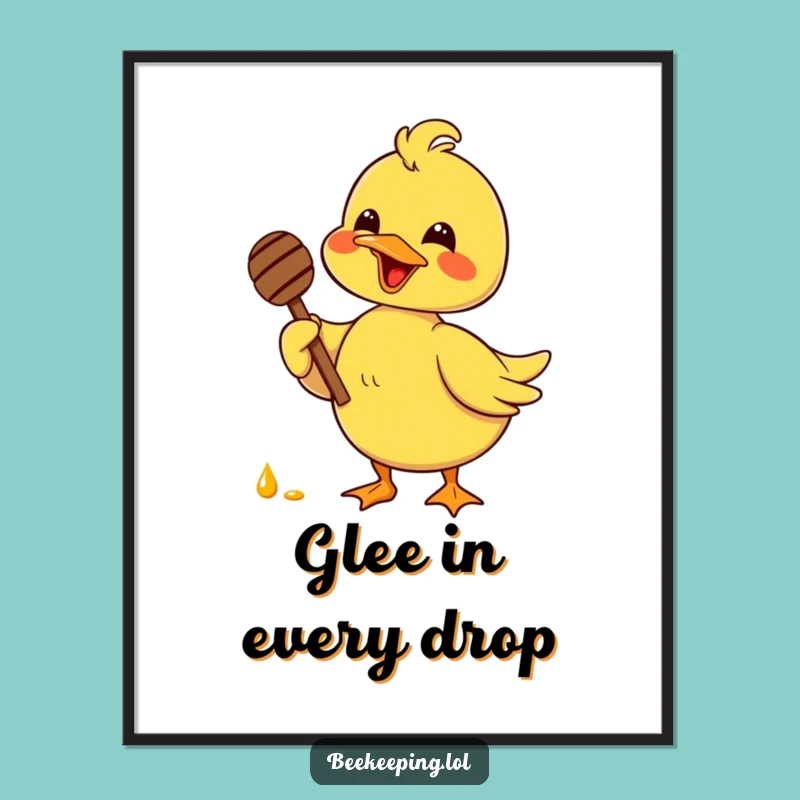 Funny Duck Honey Lover Digital Art - Delighted Bird Dipping Sweetness Downloadable Print