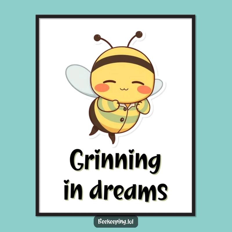 Funny Sleepy Bee Print: Whimsical Pajama Bee Art for Humorous Spaces