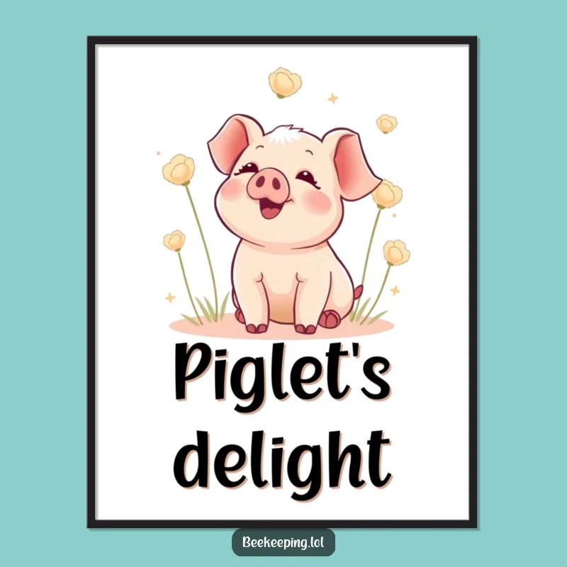 Funny Piglet Seed Digital Art: Delighted Piglet Decor, Charming Funny Gift