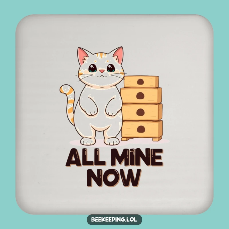 Funny Cat Beekeeper Coaster Set: Proud Feline Protection, Empty Hives Humor