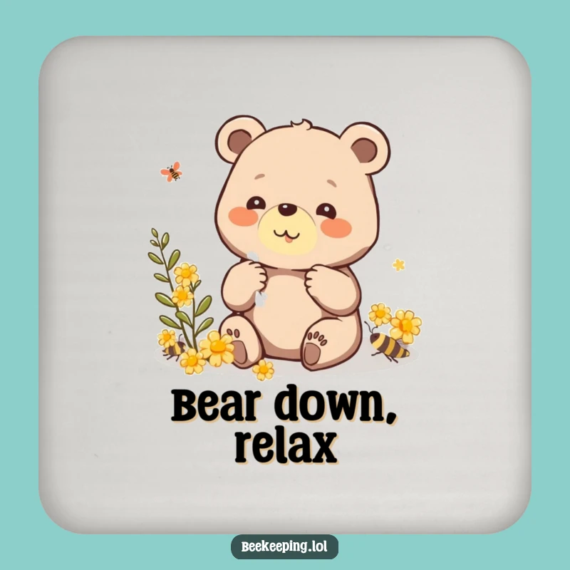 Funny Bear Propolis Coaster Set: Beaming Bear Protection, Unique Funny Gift