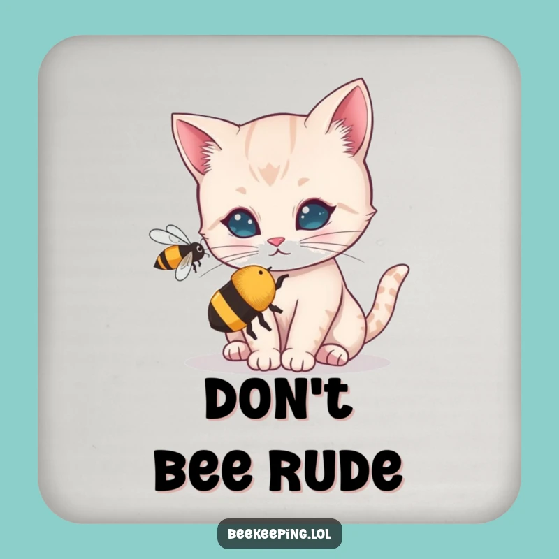 Funny Curious Cat Drink Coaster - Bee Guard - Protect Furniture Gift