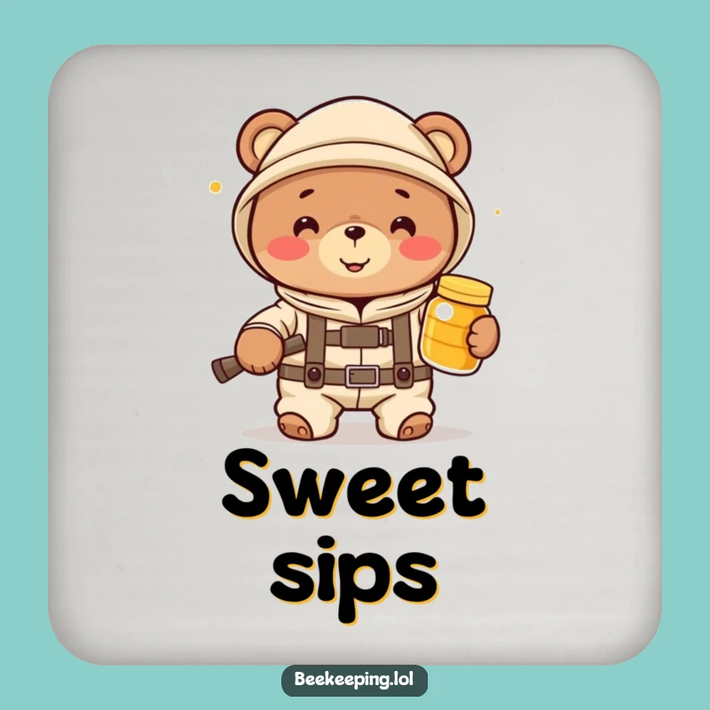 Funny Bear Beekeeper Coasters - Protect Surfaces with Sweet, Humorous Charm