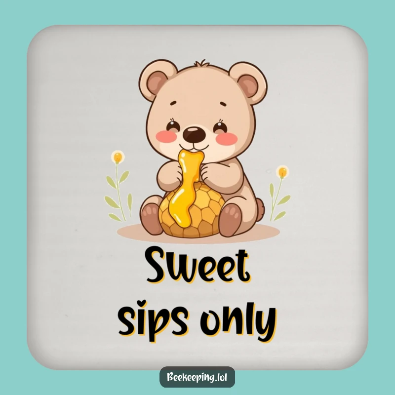 Funny Bear Cub Honey Coaster - Cute Cub Collecting Drink Set, Perfect Humorous Gift