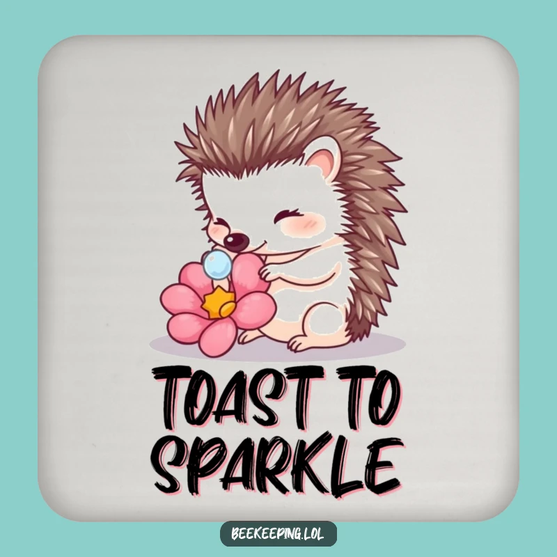 Funny Hedgehog Touching Dewdrop Coaster: Cute Nature Drink Protector