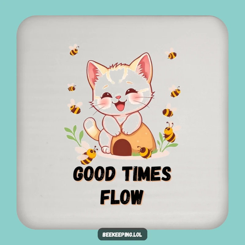 Funny Kitten Bee Coaster Set - Playful Protection, Perfect Funny Gift