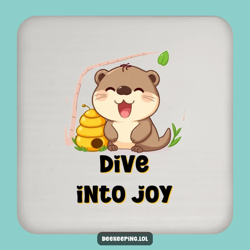 Funny Otter Beehive Drink Coasters: Set of 4 Curious Otters, Perfect Table Protection