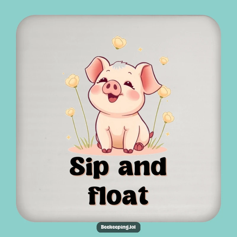 Funny Piglet Seed Coaster Set: Delighted Piglet Protection, Unique Funny Gift