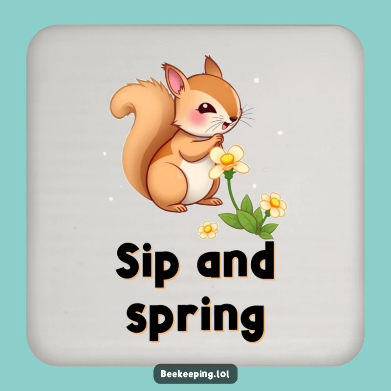 Funny Squirrel Flower Drink Coasters: Set of 4 Bouncy Squirrels, Perfect Table Protection