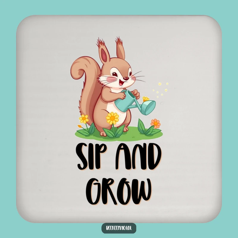 Funny Squirrel Watering Flower Coaster: Whimsical Drink Protector for Tables